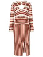 Lilly Sarti - Striped Knit Dress - Women - Cotton/acrylic/viscose - 36, Brown, Cotton/acrylic/viscose