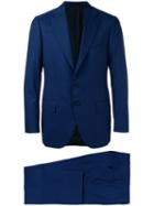 Cesare Attolini Straight Cut Suit, Men's, Size: 48, Blue, Silk/wool/bemberg
