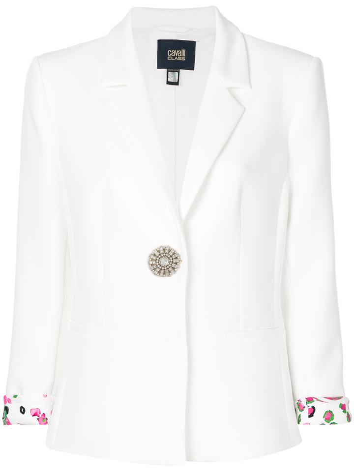 Cavalli Class Rolled-up Sleeve Blazer - White
