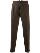 Berwich Straight-leg Chevron Trousers - Brown