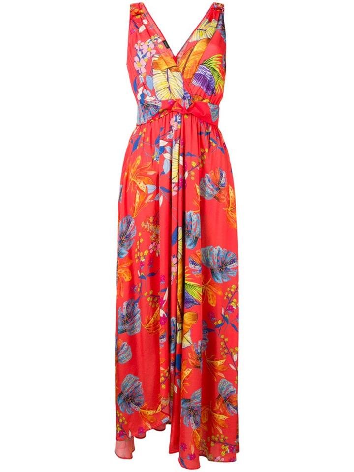 Pinko Floral Sleeveless Maxi Dress - Red