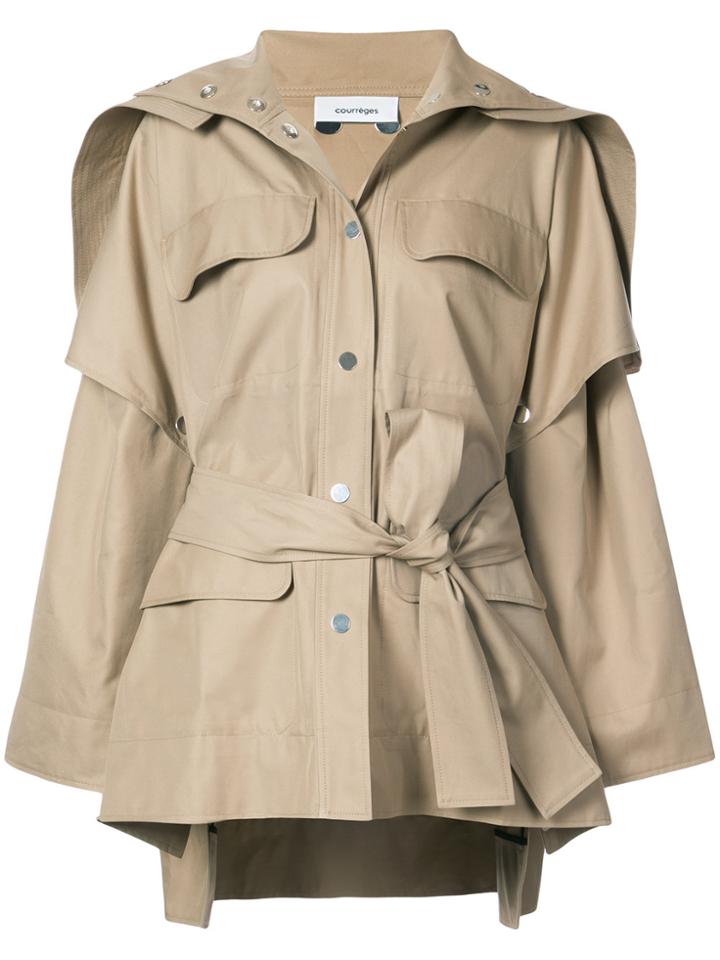 Courrèges Oversized Belt Jacket - Brown