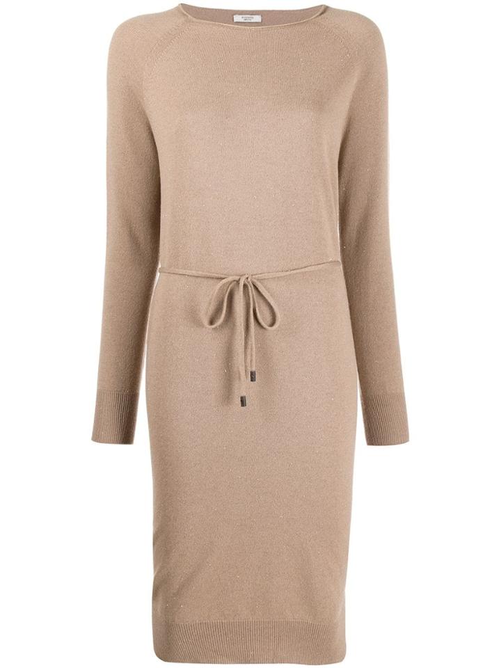 Peserico Tie Waist Sweater Dress - Neutrals