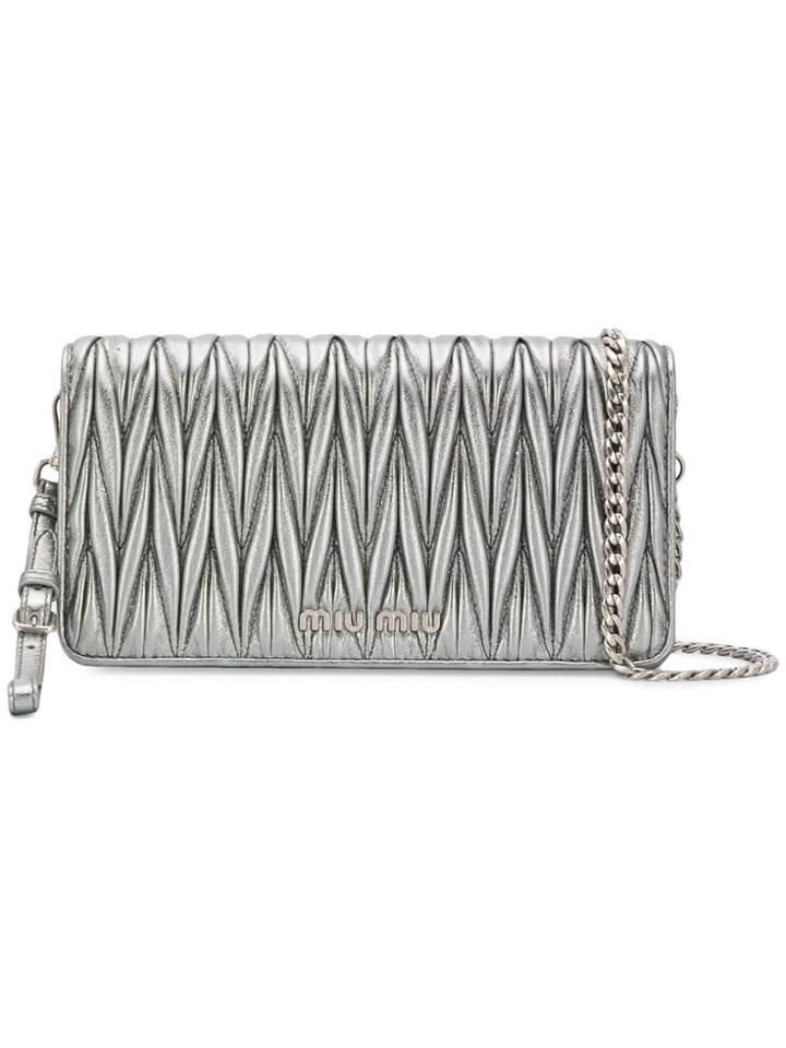 Miu Miu Matelassé Clutch Bag - Metallic