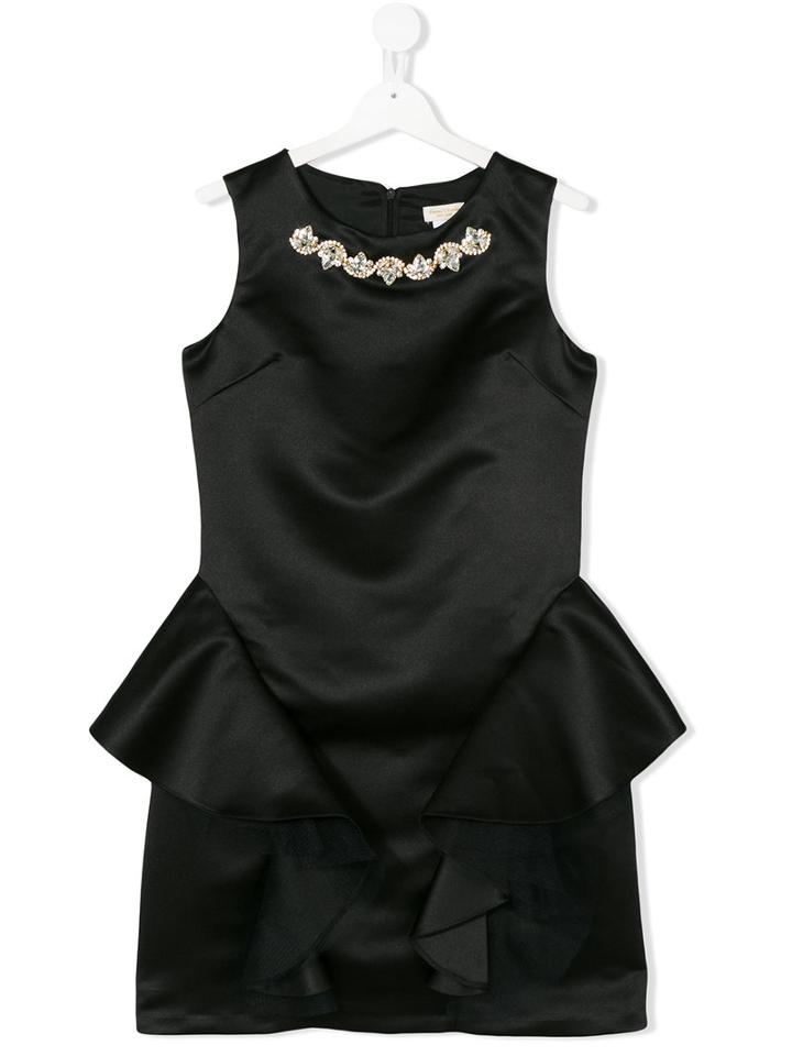 David Charles Kids - Frill Dress - Kids - Polyester/acetate - 14 Yrs, Black