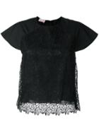 Giamba Lace Front Top, Women's, Size: 44, Black, Cotton/polyester