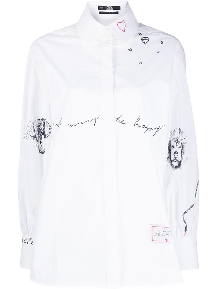 Karl Lagerfeld Tribute Shirt By Cara Delevingne - White