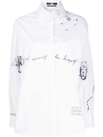 Karl Lagerfeld Tribute Shirt By Cara Delevingne - White