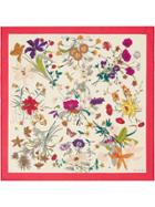 Gucci Silk Scarf With Flora Gothic Print - White