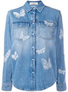 Valentino Butterfly Appliqué Denim Jacket, Women's, Size: 46, Blue, Cotton/viscose
