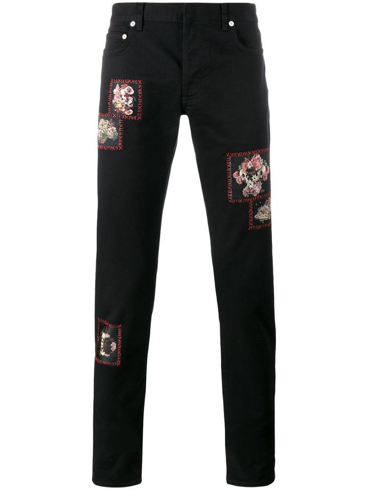 Dior Homme - Floral Patch Jeans - Men - Cotton/polyester/spandex/elastane - 30, Black, Cotton/polyester/spandex/elastane