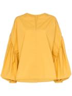 Silvia Tcherassi Alcondera Balloon Sleeve Cotton Blouse - Yellow