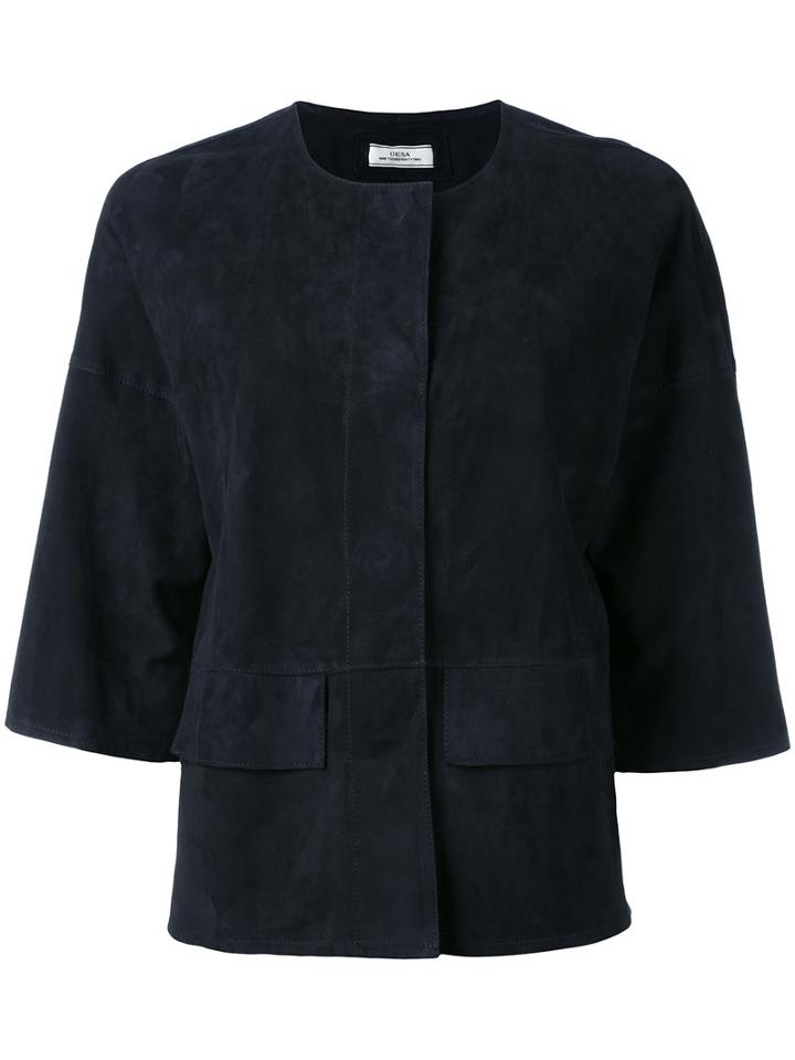 Desa 1972 - Suede Boxy Jacket - Women - Cotton/suede - 8, Blue, Cotton/suede