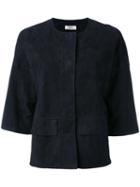 Desa 1972 - Suede Boxy Jacket - Women - Cotton/suede - 8, Blue, Cotton/suede