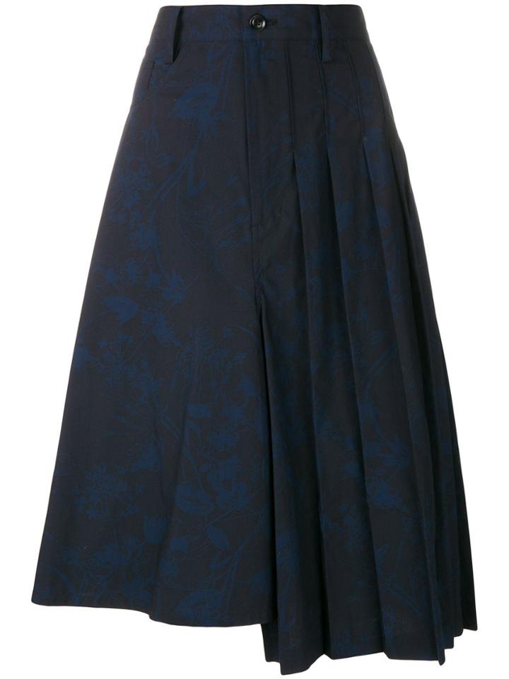 Y's Graffiti Print Skirt - Blue
