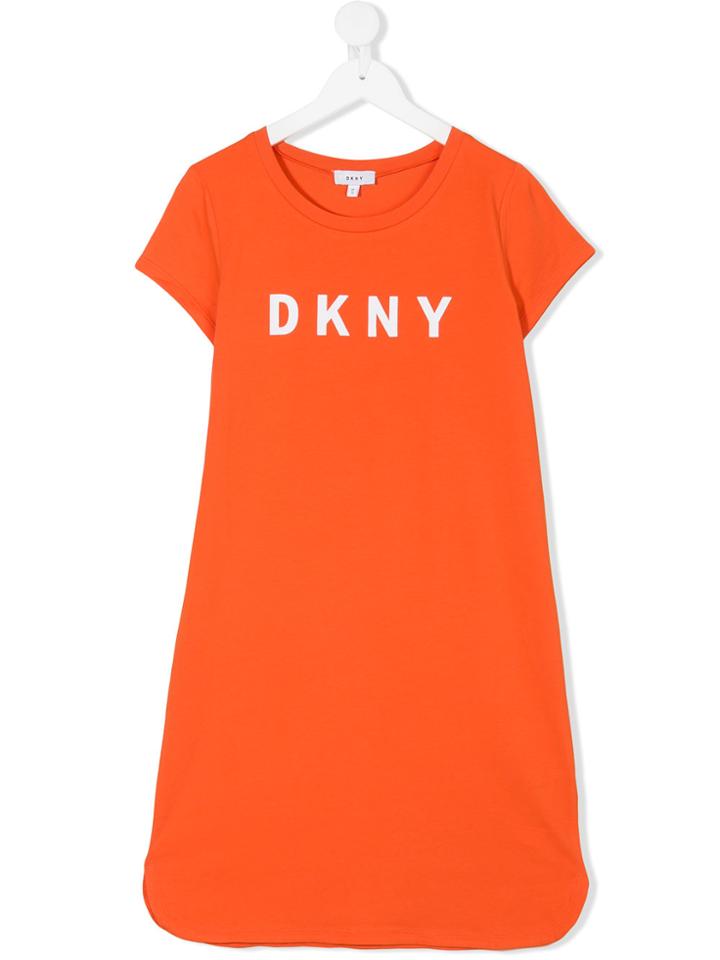 Dkny Kids Logo Print Dress - Yellow & Orange