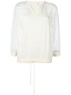 Chloé Lace Sleeve Sweatshirt, Women's, Size: Small, Nude/neutrals, Silk/cotton