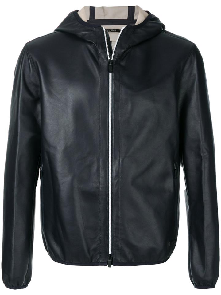 Z Zegna Zipped Hooded Jacket - Blue