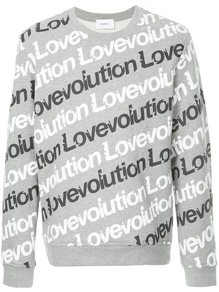 Ports V Slogan Long-sleeve Sweatshirt - Grey