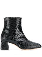 Kalda Marti Snakeskin Ankle Boots - Black