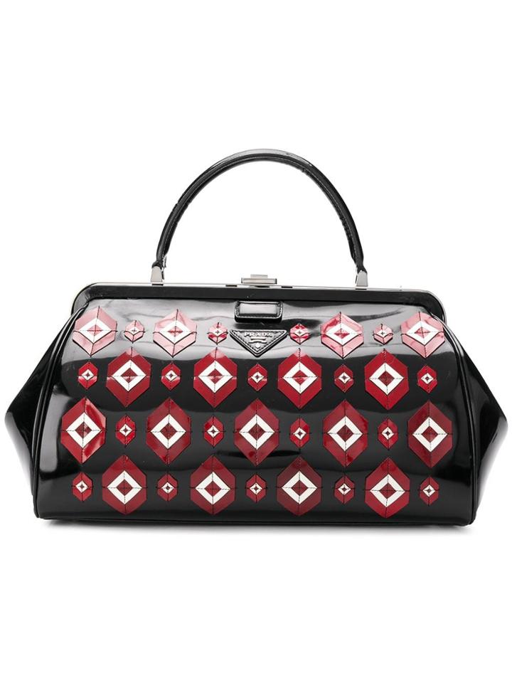 Prada Vintage 2000's Appliqués Doctor Bag - Black