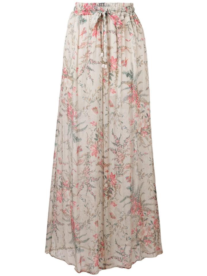 Zimmermann Floral Elasticated Waist Skirt - Nude & Neutrals