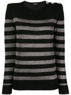 Balmain Metallic Striped Sweater - Black