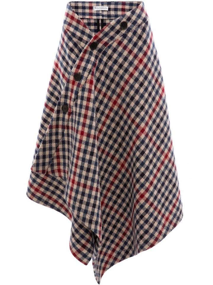 Jw Anderson Wrap Check Blanket Skirt - Blue