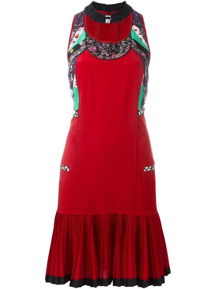 Coach Pleated Hem Patchwork Detail Dress