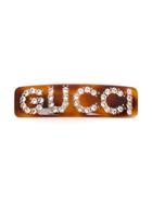 Gucci Crystal Embellished Hair Clip - Brown