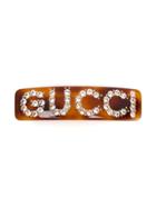 Gucci Crystal Embellished Hair Clip - Brown