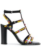 Ash Beaded Strappy Sandals - Black