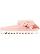 Joshua Sanders Denim Bow Slides - Pink & Purple