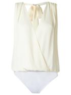 Andrea Marques - Wrap Bodysuit - Women - Silk - 44, Nude/neutrals, Silk