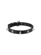 Gucci Leather Bracelet With Feline Heads - Black
