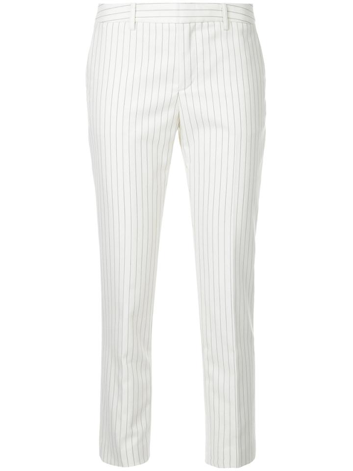 Estnation Cropped Striped Trousers - White