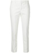 Estnation Cropped Striped Trousers - White