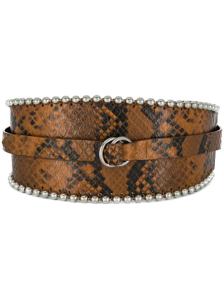 Isabel Marant Snakeskin Effect Thick Belt - Brown