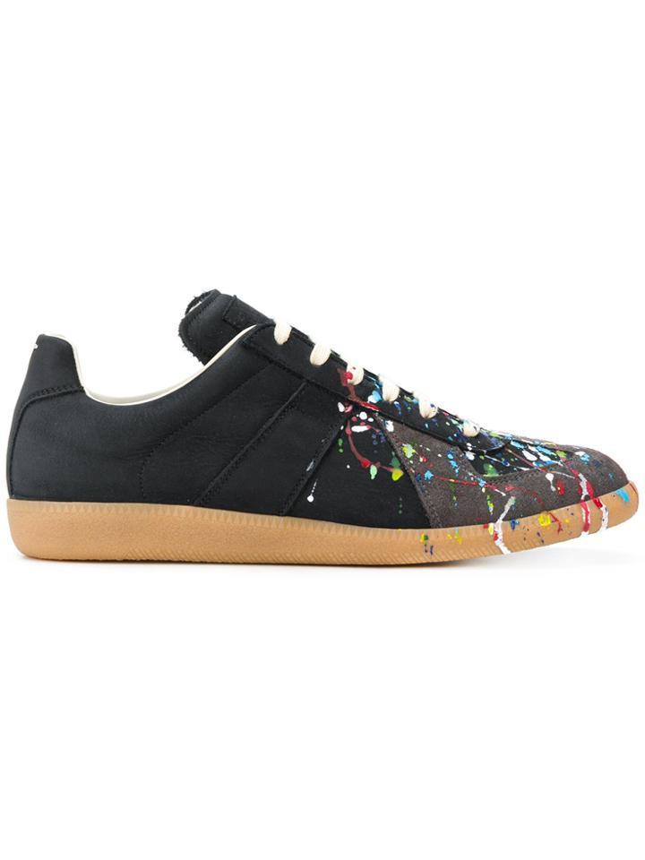 Maison Margiela Replica Paint-splatter Sneakers - Black