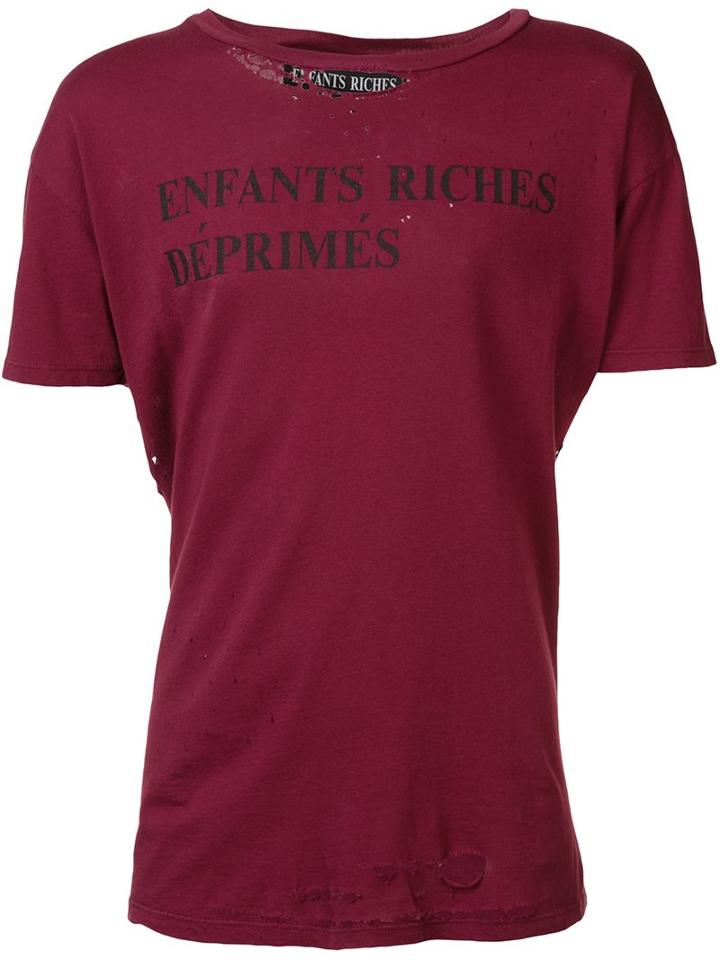 Enfants Riches Deprimes Distressed T-shirt, Men's, Size: Small, Red, Cotton