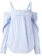 No21 Striped Cold-shoulder Blouse, Women's, Size: 42, Blue, Cotton