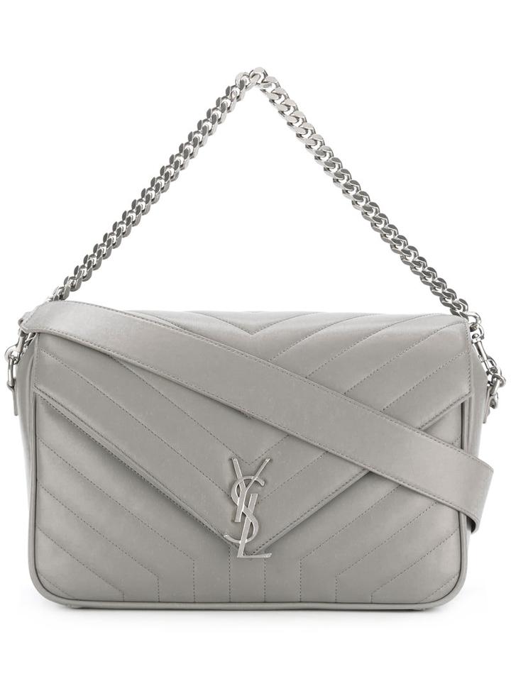 Saint Laurent Lou Lou Shoulder Bag, Women's, Grey, Leather