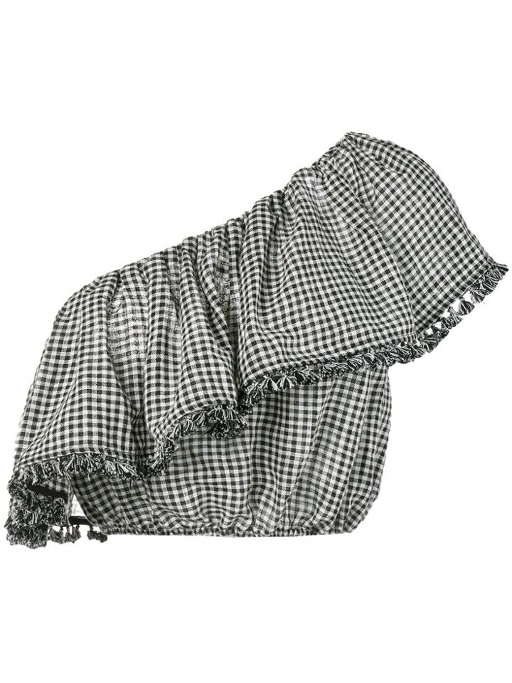 Zimmermann Gingham Ruffle Cropped Top - Black