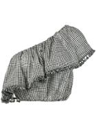 Zimmermann Gingham Ruffle Cropped Top - Black