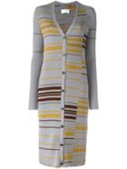 Maison Margiela Striped Long Cardigan, Women's, Size: Xs, Grey, Polyester/viscose/virgin Wool