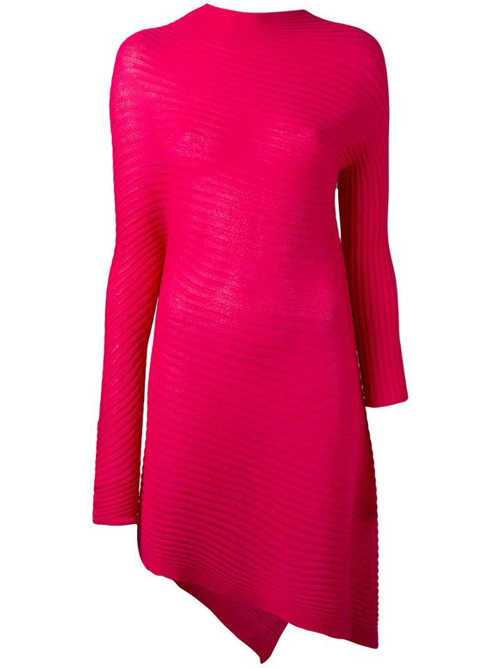 Marques'almeida - Ribbed Asymmetric Dress - Women - Polyamide/viscose - S, Pink/purple, Polyamide/viscose