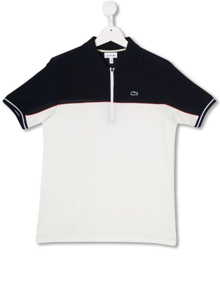 Lacoste Kids Teen Zip Front Polo Top - Blue