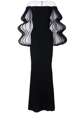 Isabel Sanchis Illusion Strapless Column Gown - Black
