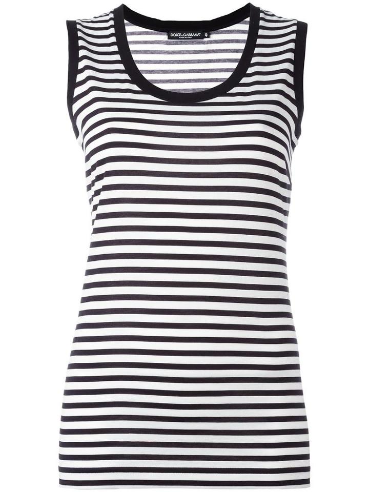 Dolce & Gabbana Striped Tank Top, Women's, Size: 44, White, Cotton