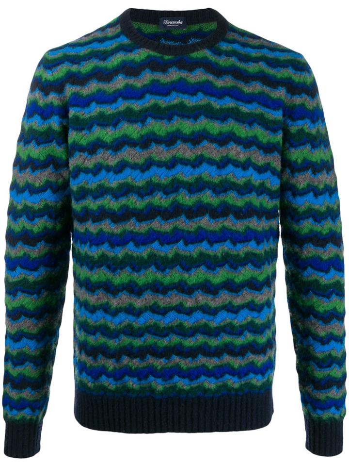 Drumohr Intarsia Knit Jumper - Blue